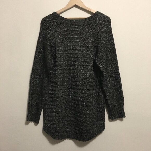 Calvin Klein Jeans Charcoal Metallic Knit Shaker Sweater - Picture 2 of 16